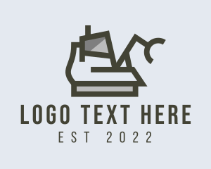 Black - Construction Digger Backhoe logo design