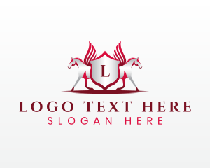 Luxury - Pegasus Horse Shield logo design