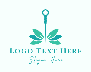 Traditional - Teal Acupuncture Leaf logo design