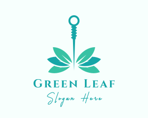 Teal Acupuncture Leaf logo design