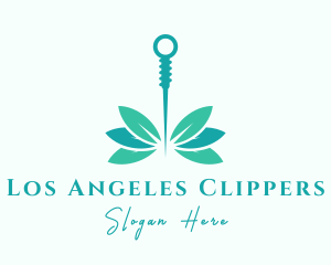 Traditional - Teal Acupuncture Leaf logo design