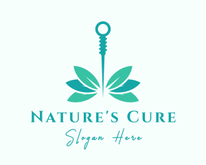 Naturopath - Teal Acupuncture Leaf logo design