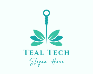 Teal - Teal Acupuncture Leaf logo design