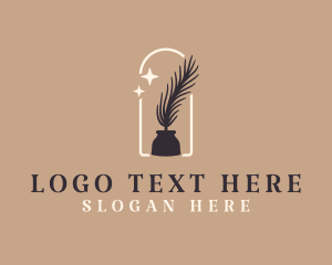Calligrapher - Quill Ink Silhouette logo design