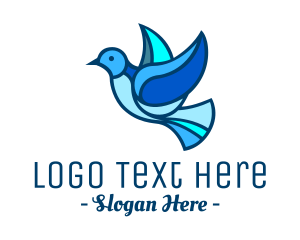 Cute Bird - Blue Mosaic Bird logo design