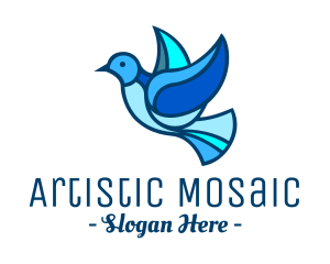 Mosaic - Blue Mosaic Bird logo design