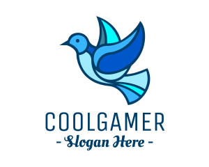 Blue Mosaic Bird logo design