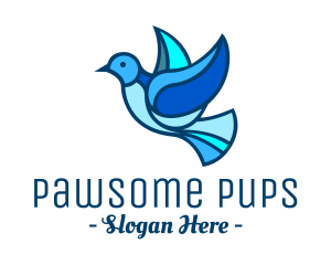 Blue Mosaic Bird logo design