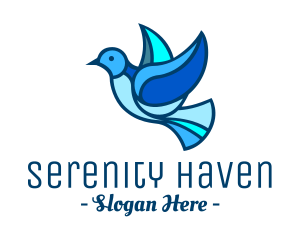 Peaceful - Blue Mosaic Bird logo design