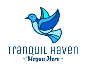 Peaceful - Blue Mosaic Bird logo design