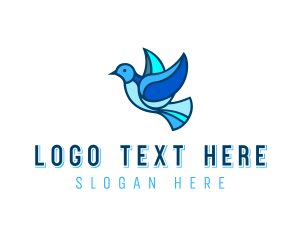 Blue Mosaic Bird logo design