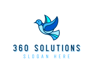 Blue Mosaic Bird logo design