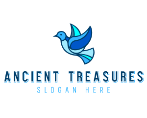 Blue Mosaic Bird logo design