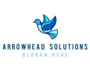 Blue Mosaic Bird logo design