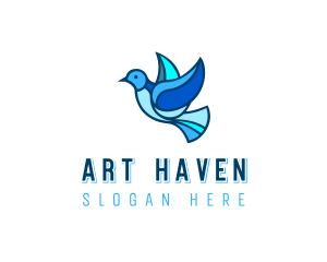 Blue Mosaic Bird logo design