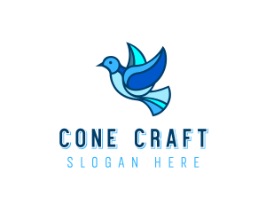 Blue Mosaic Bird logo design