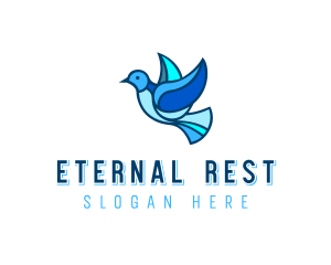 Mortuary - Blue Mosaic Bird logo design