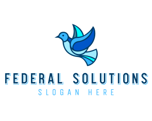 Blue Mosaic Bird logo design