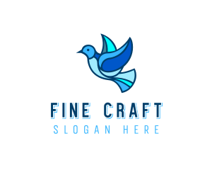 Blue Mosaic Bird logo design