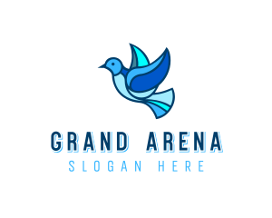 Blue Mosaic Bird logo design