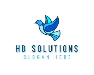 Blue Mosaic Bird logo design