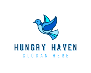 Blue Mosaic Bird logo design