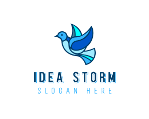 Blue Mosaic Bird logo design