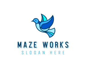 Blue Mosaic Bird logo design