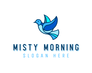 Blue Mosaic Bird logo design