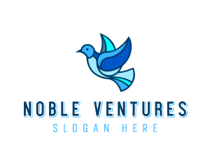 Blue Mosaic Bird logo design