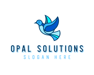 Blue Mosaic Bird logo design