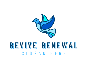 Blue Mosaic Bird logo design