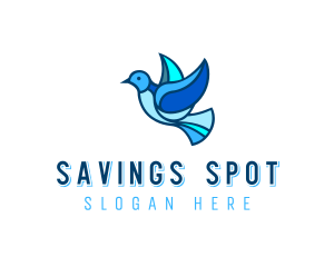 Blue Mosaic Bird logo design