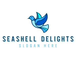 Blue Mosaic Bird logo design