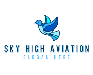 Blue Mosaic Bird logo design