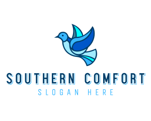 Blue Mosaic Bird logo design