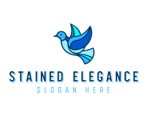 Blue Mosaic Bird logo design