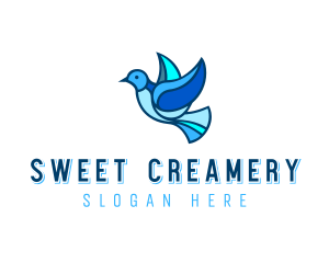 Blue Mosaic Bird logo design