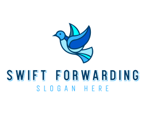 Blue Mosaic Bird logo design