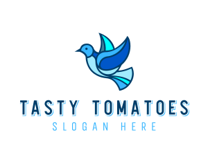 Blue Mosaic Bird logo design