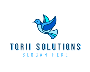 Blue Mosaic Bird logo design