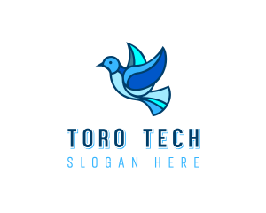 Blue Mosaic Bird logo design