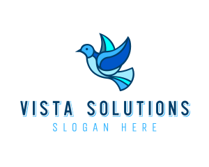 Blue Mosaic Bird logo design