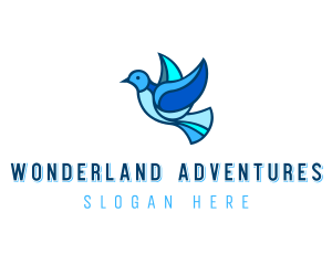 Blue Mosaic Bird logo design