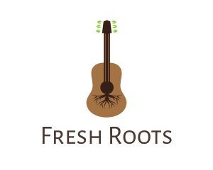 Leaf Roots Guitar logo design