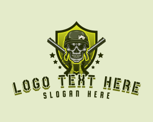 Skeleton - Military Skull Gun logo design