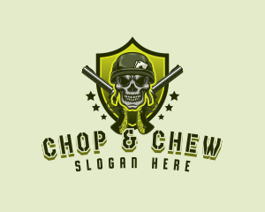 Gun - Military Skull Gun logo design