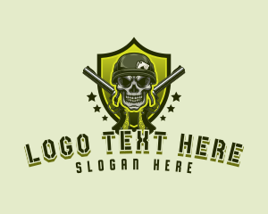 Skull - Military Skull Gun logo design