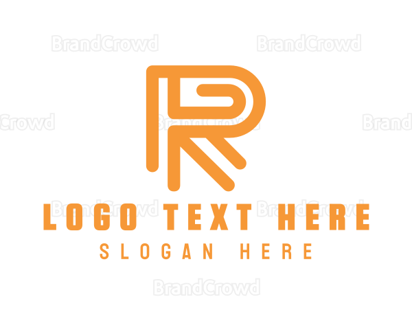 Modern Stripe Stroke Letter R Logo