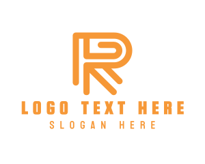 Networking - Modern Stripe Stroke Letter R logo design